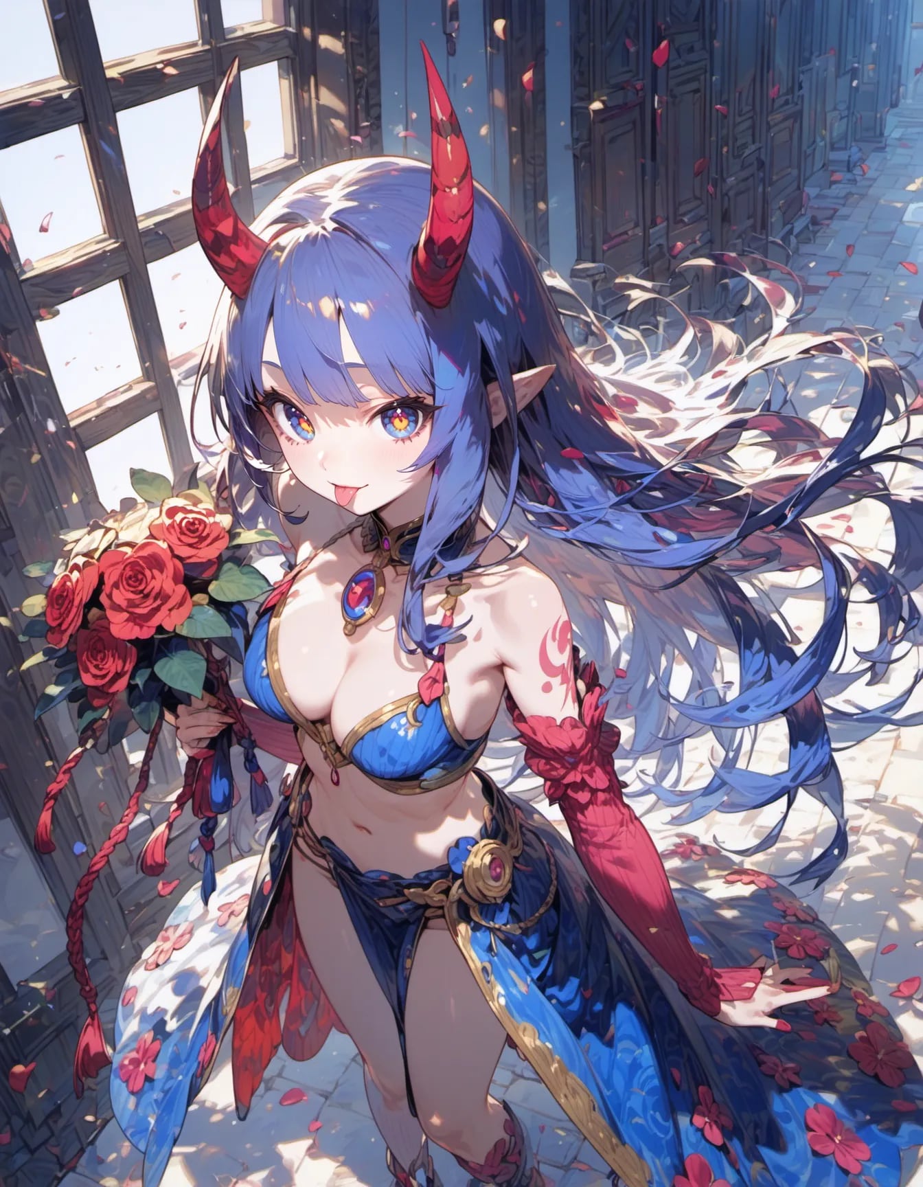 Crimson Horns and Velvet Petals | の人気AIイラスト・グラビア