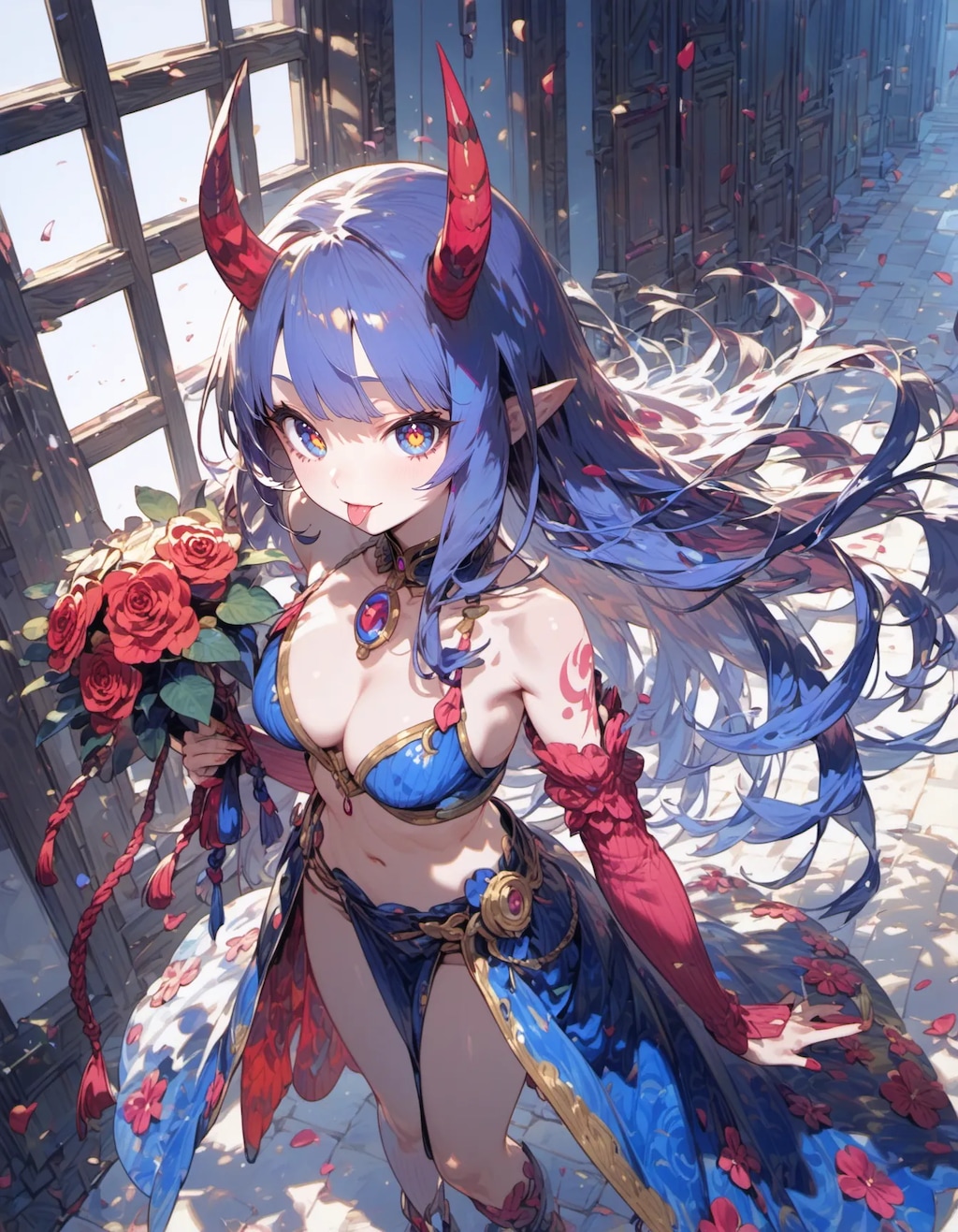 Crimson Horns and Velvet Petals