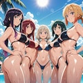 サングラスをかけ色付きレンズ越し水着美少女達を見て😍💕セルフ褐色化？・・（人生でサングラスをかけたことが無いので？💦妄想の産物ですが😅💦） 2枚目