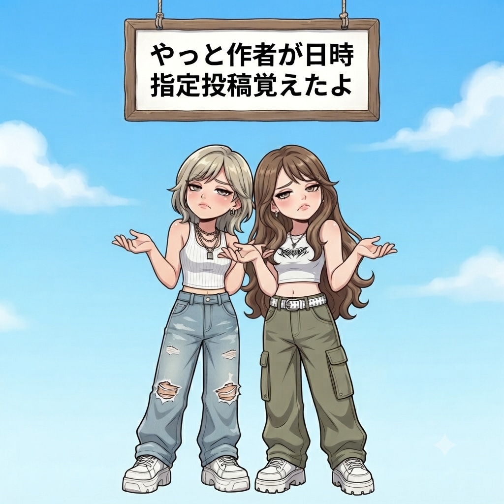日時指定投稿を覚えた作者（ゆな、れい）