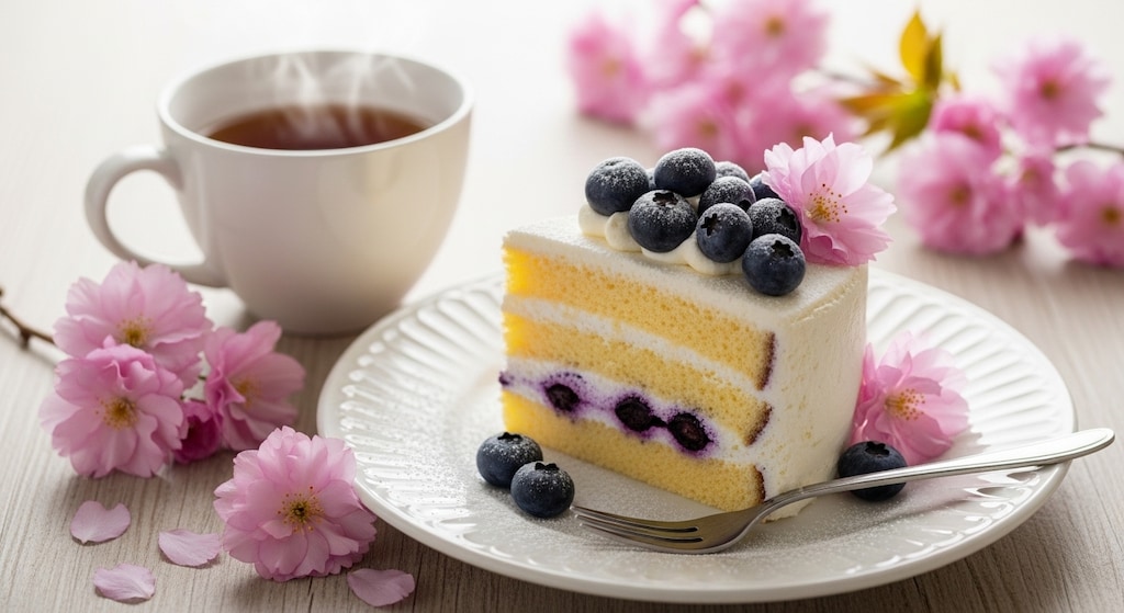 デザートのブルーベリーケーキ