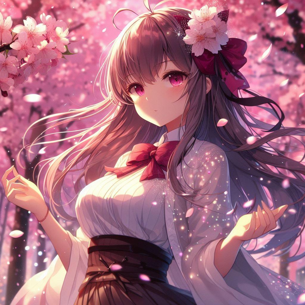桜吹雪に囲まれて