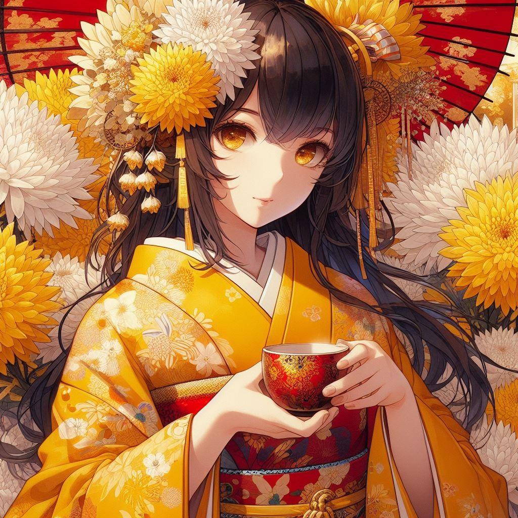 長月／菊に盃