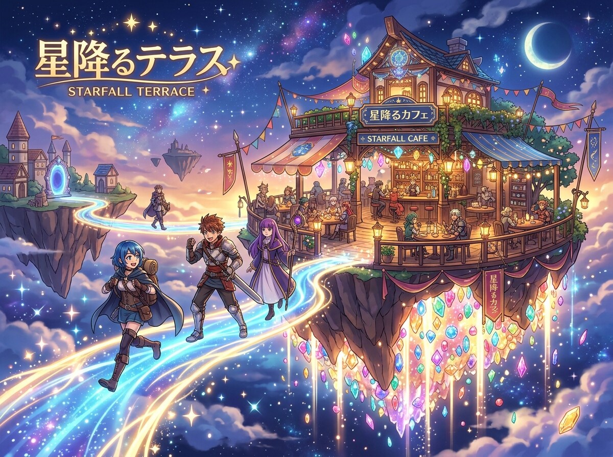 ファンタジーな天空カフェテラス | の人気AIイラスト・グラビア