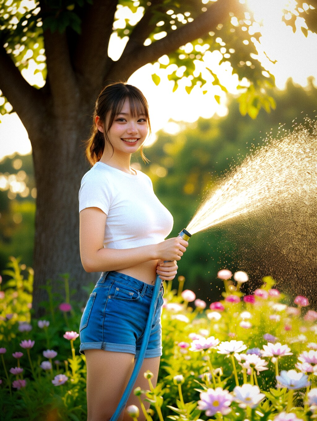 朝から水撒き