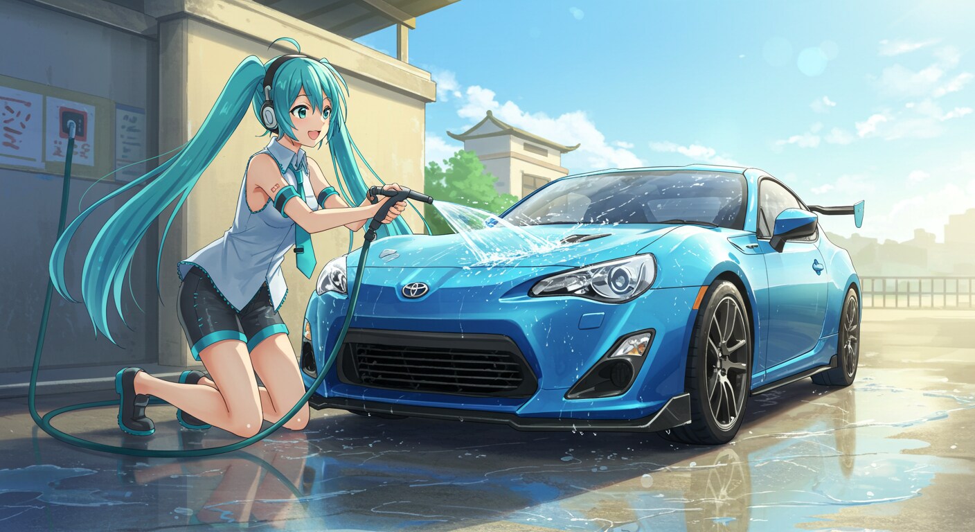 初音ミクがトヨタ86を洗う　さらにリメイク