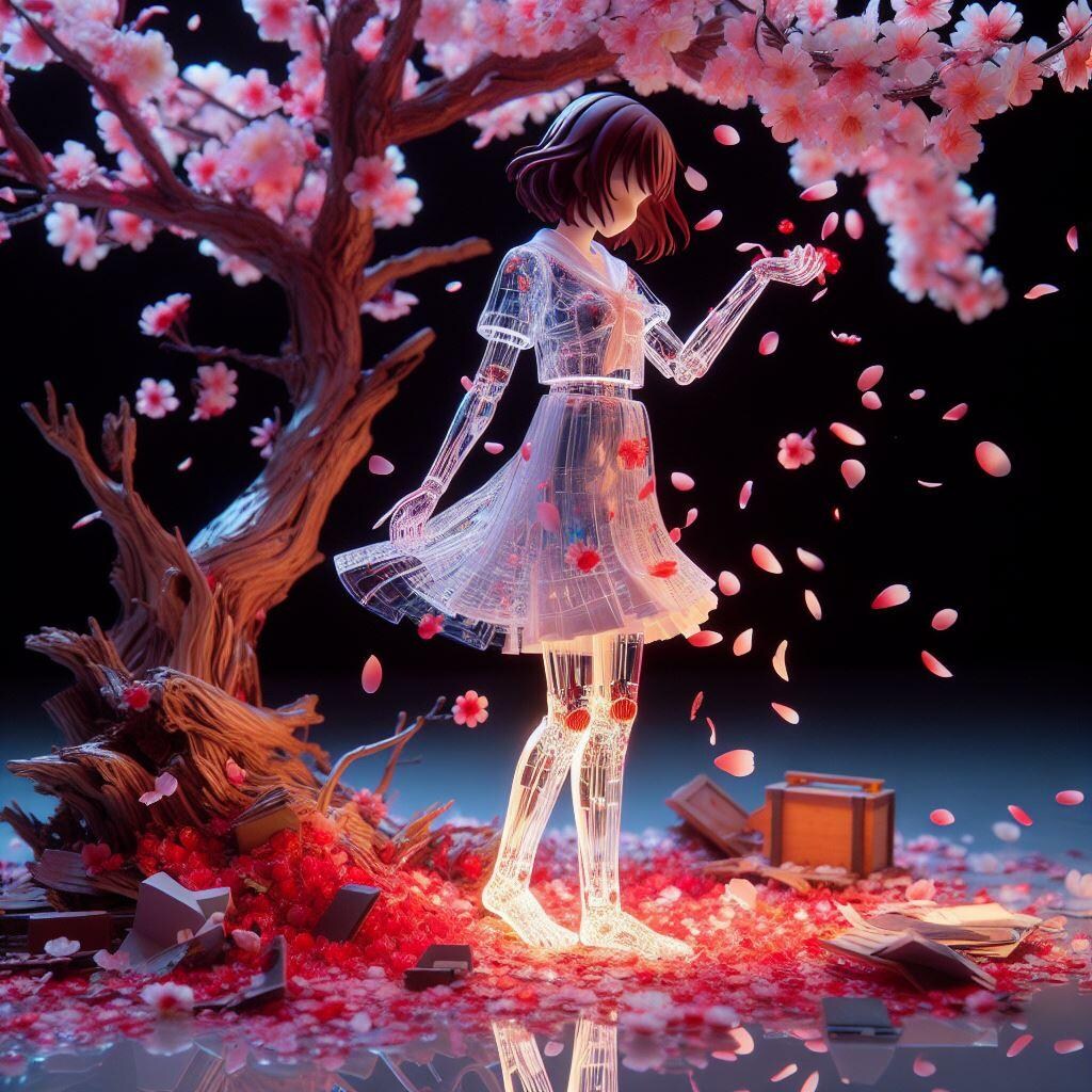 桜・少女・アクリルパーツ
