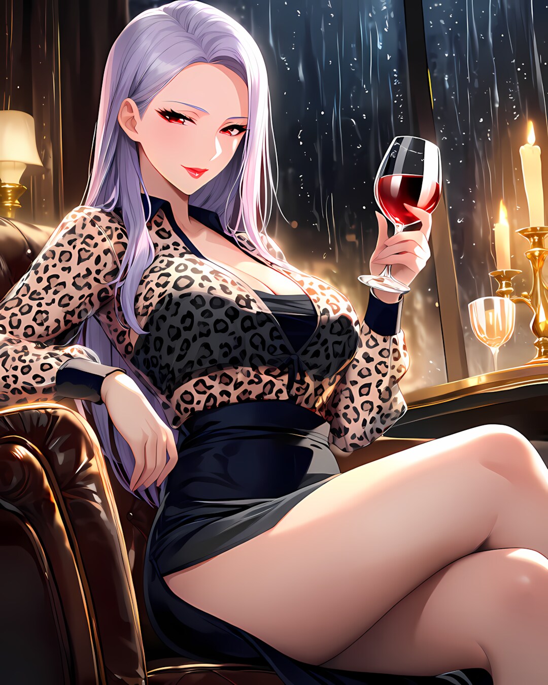 🍷雨のレストランで魅せる美脚艶ギャル✨