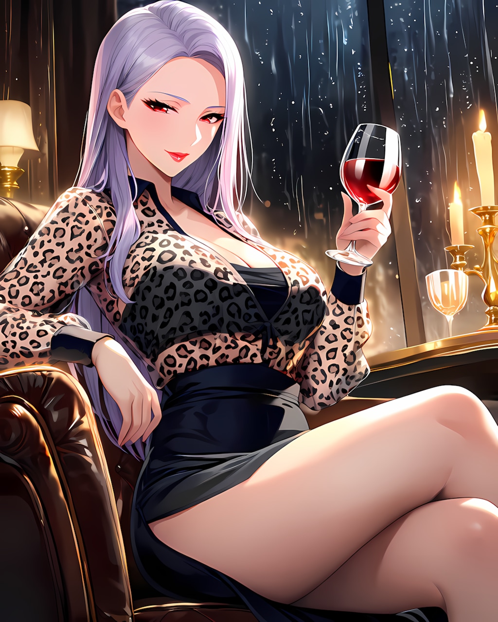 🍷雨のレストランで魅せる美脚艶ギャル✨