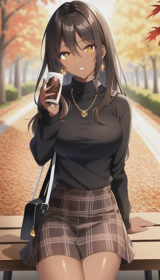紅葉に映えるスタイリッシュギャルズ