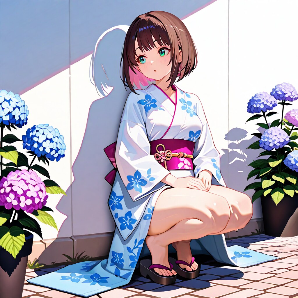 紫陽花の小径にそよぐ