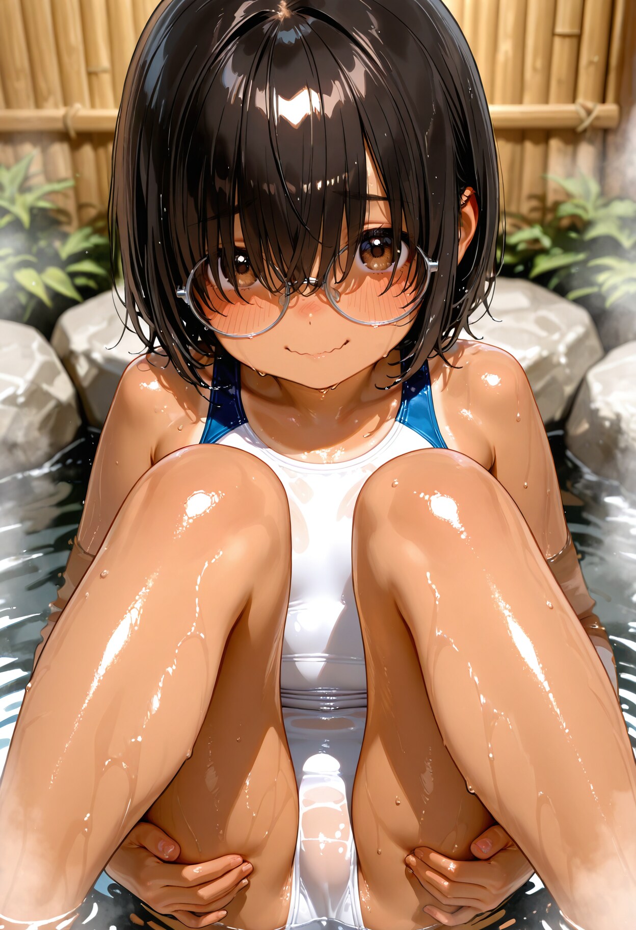 水着で温泉。