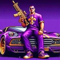 夏の紫ボディスーツ忍者コスプレ人妻＆ドット絵Saints Row 8枚目