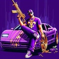 夏の紫ボディスーツ忍者コスプレ人妻＆ドット絵Saints Row 6枚目