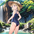 金髪ちゃんと麦わら帽子とスクール水着 8枚目