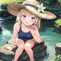 金髪ちゃんと麦わら帽子とスクール水着 6枚目