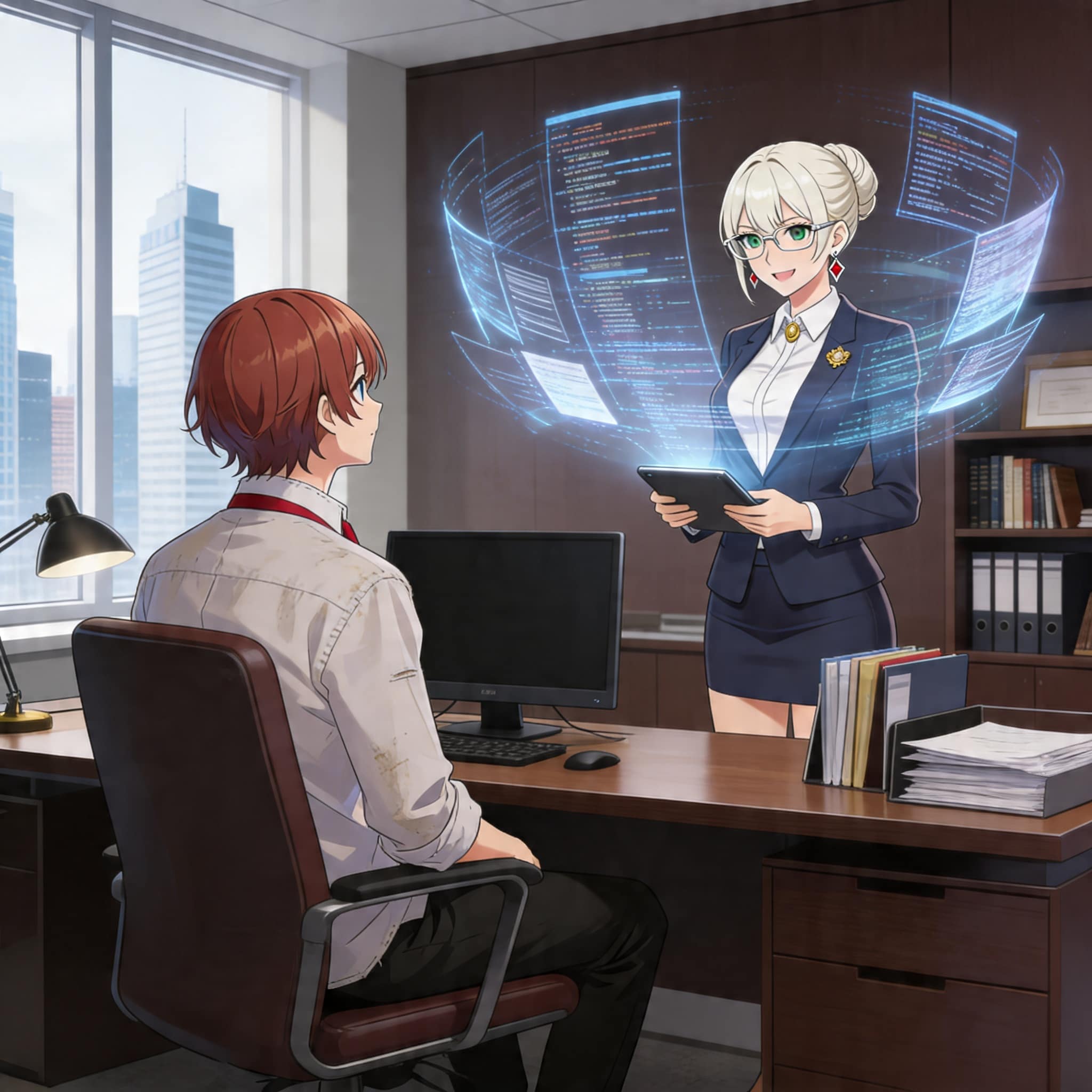 リアによるスケジュールと提案風景 | の人気AIイラスト・グラビア