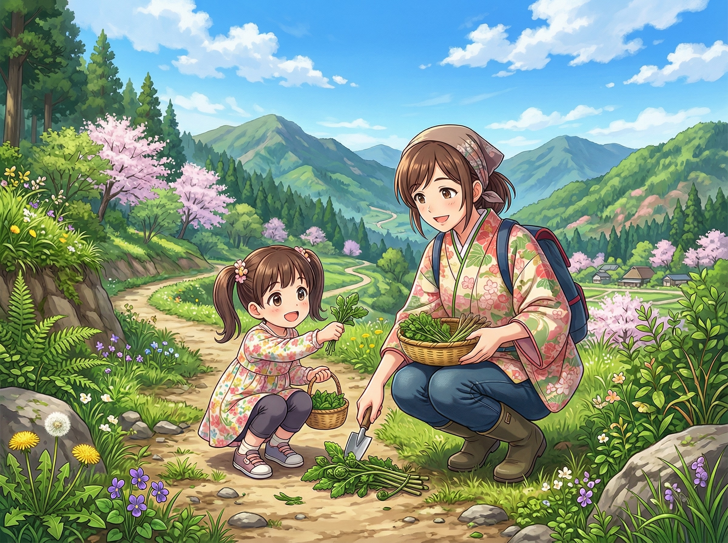 主婦和夢さん・40歳の山菜採り | の人気AIイラスト・グラビア