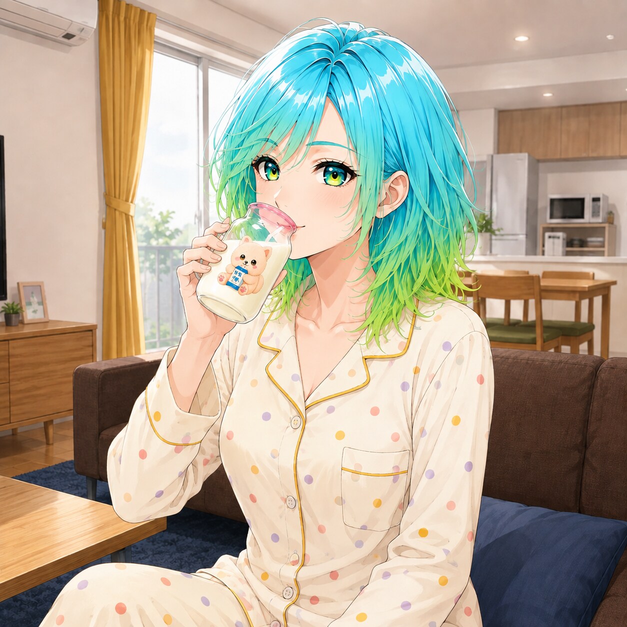 朝のルーティン、牛乳１杯♪
