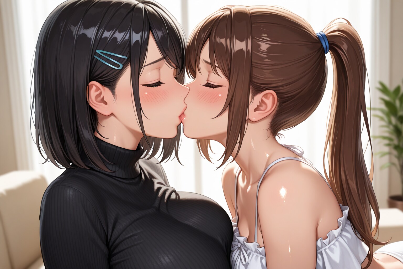 麻衣と莉菜の百合キス