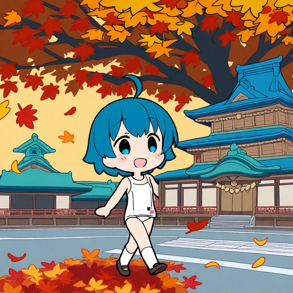 秋の白旧スク水