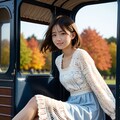 アンティーク馬車と紅葉とドレス 7枚目