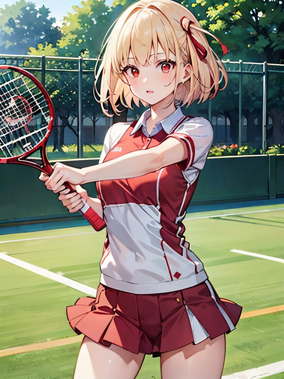 金髪ボブでテニスウェアの少女 | の人気AIイラスト・グラビア