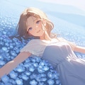 A girl in a blue flower field 10枚目