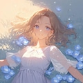 A girl in a blue flower field 9枚目
