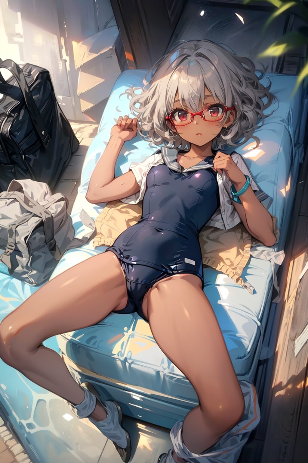 スク水の眼鏡っ娘