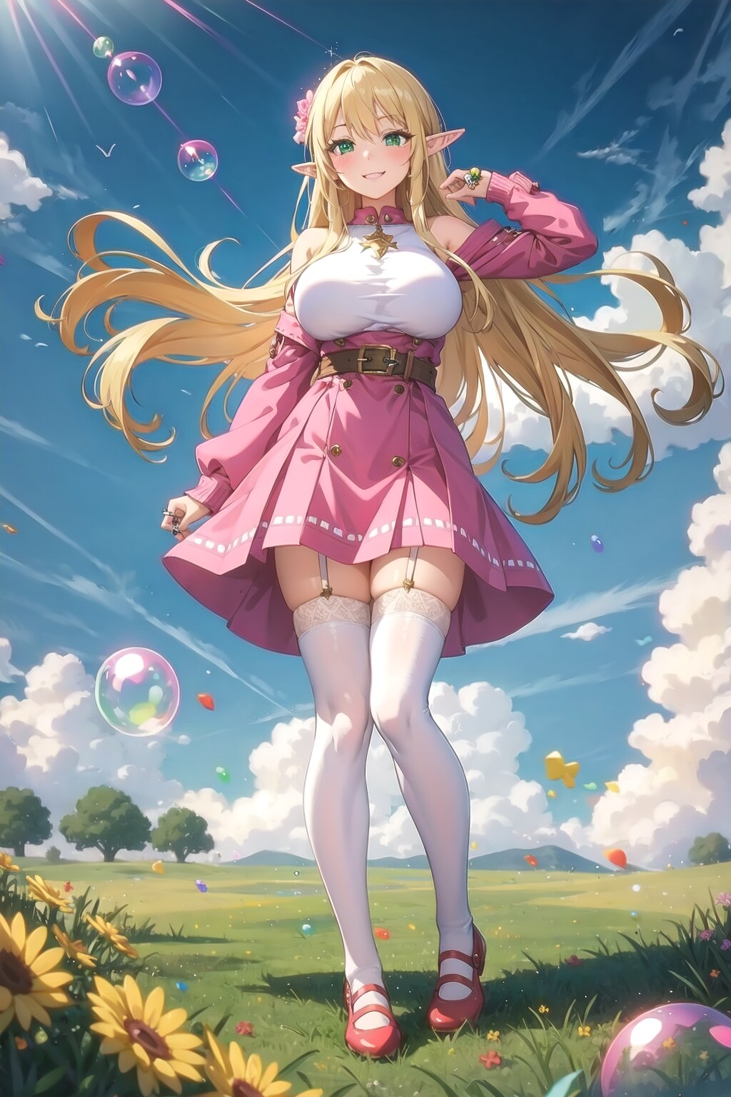 ピンクのドレスとシャボン