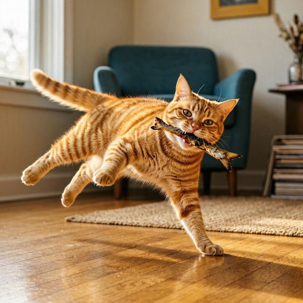 魚を焼く猫