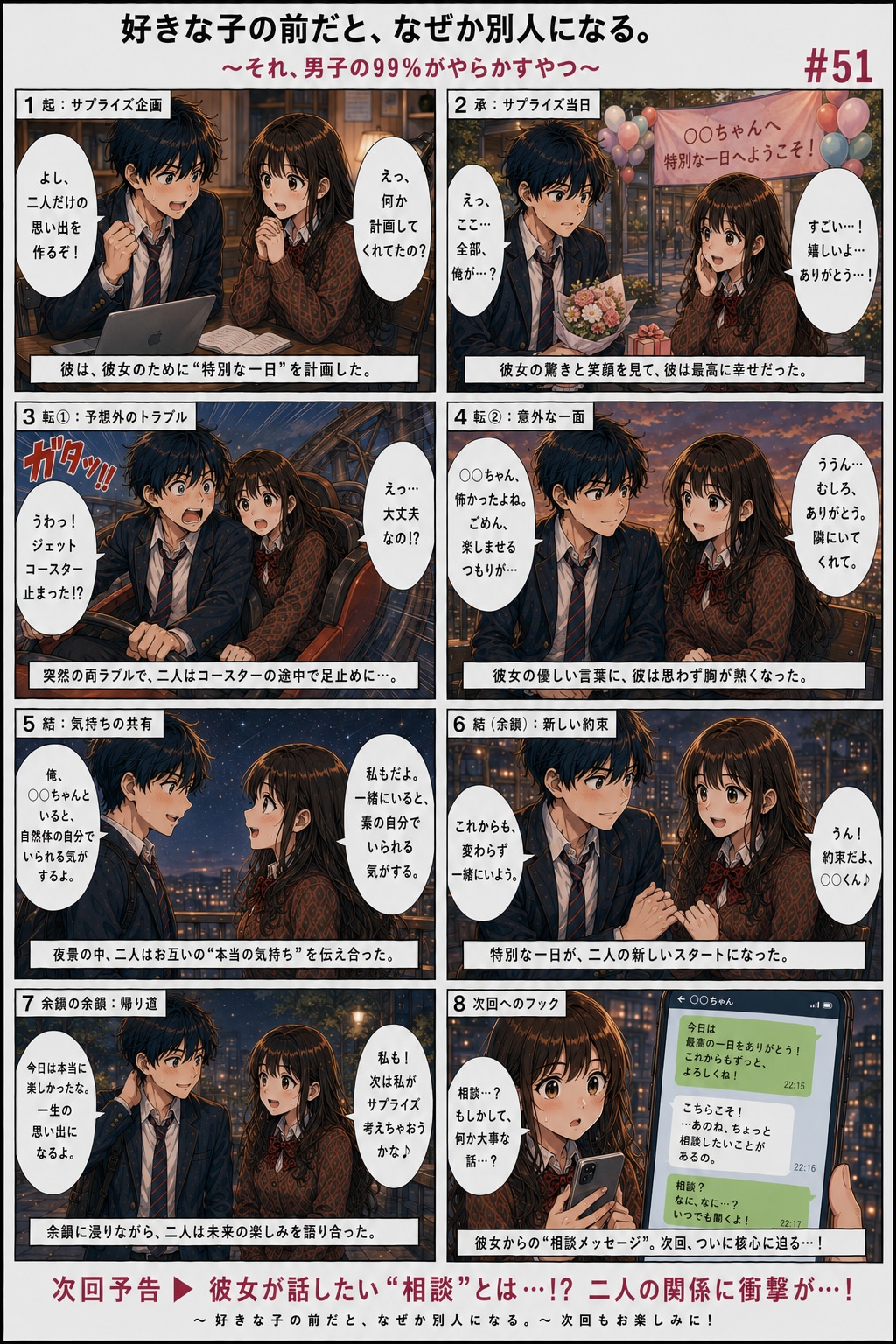 青春ラブコメシリーズ化：漫画生成（プロンプト）GPT（GPTs）  無料のChatGPTでも出来る！完成指示文をチャット欄に貼り付けるだけ。   「続きのストーリーの漫画を描いてください。」と言ったら