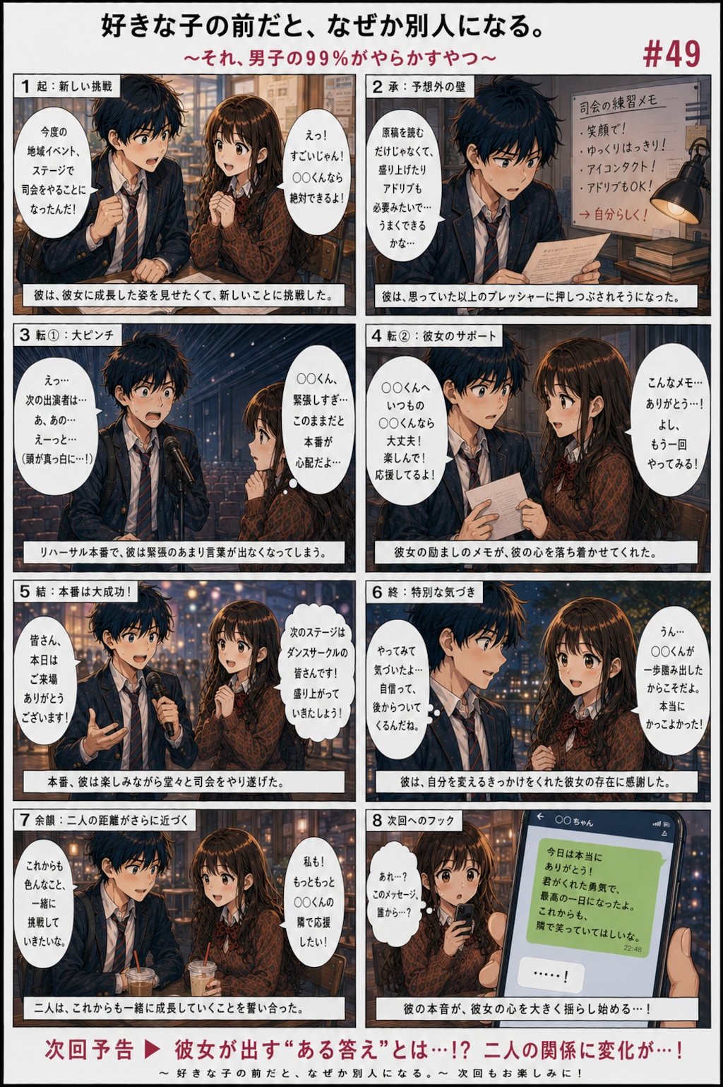 青春ラブコメシリーズ化：漫画生成（プロンプト）GPT（GPTs）  無料のChatGPTでも出来る！完成指示文をチャット欄に貼り付けるだけ。   「続きのストーリーの漫画を描いてください。」と言ったら