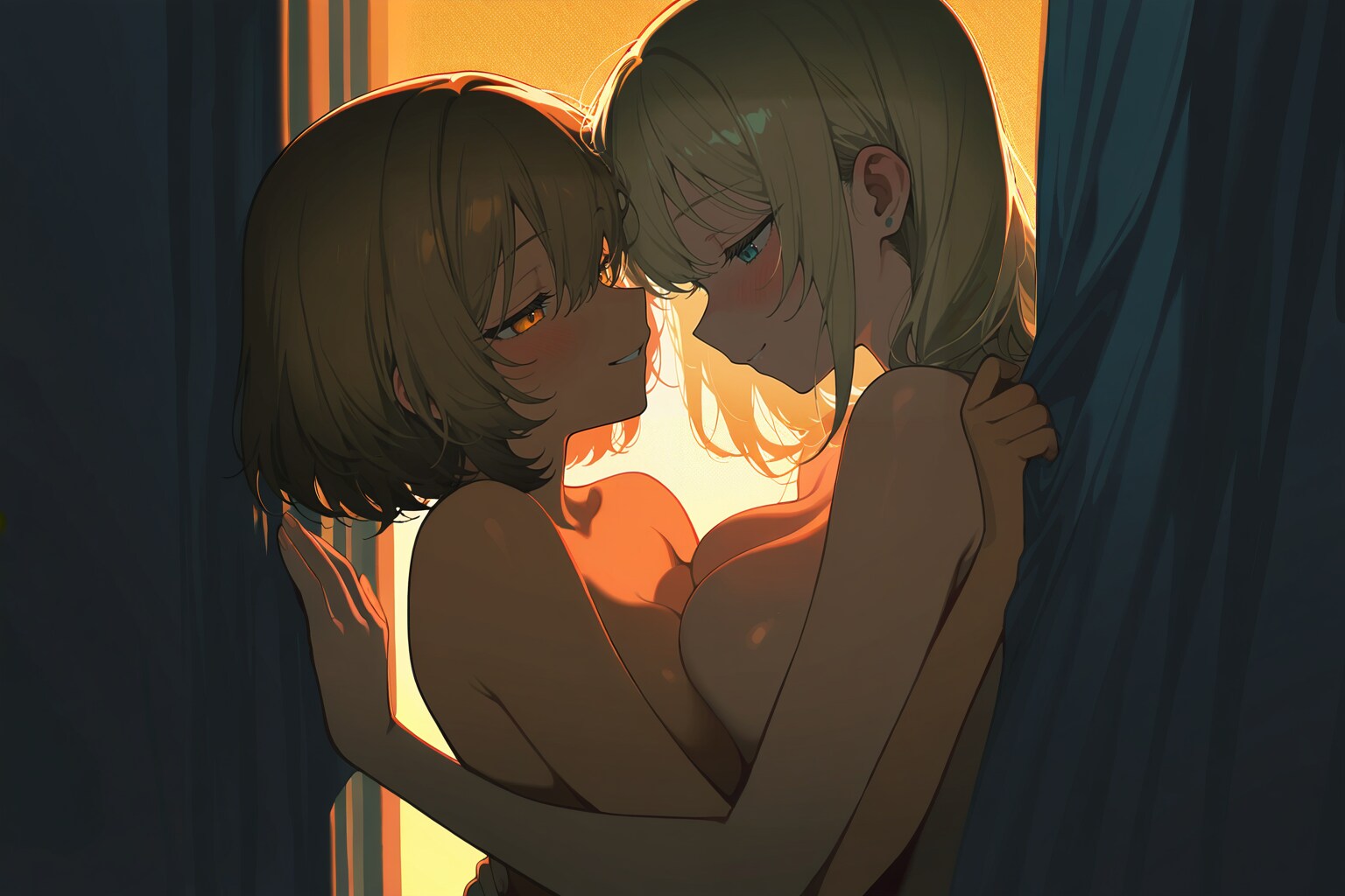 カーテンの陰で