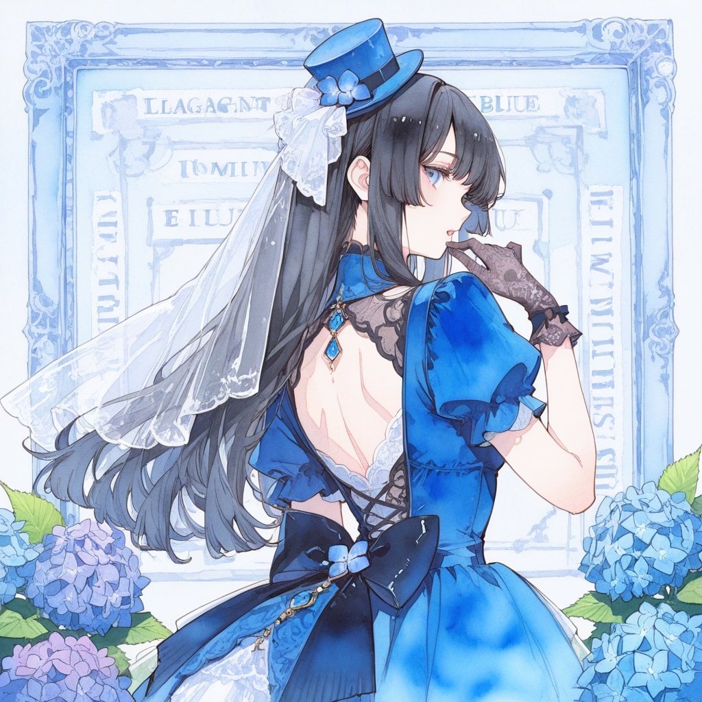 紫陽花と少女 APRICOT