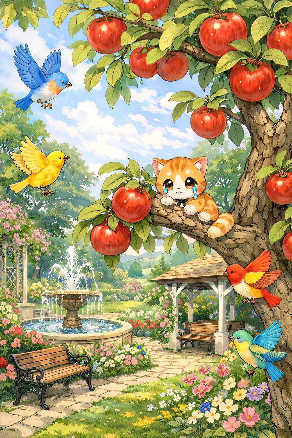 お願い誰か降ろして～涙のリンゴの木～　　Please, someone help me down. — The Apple Tree of Tears" | の人気AIイラスト・グラビア