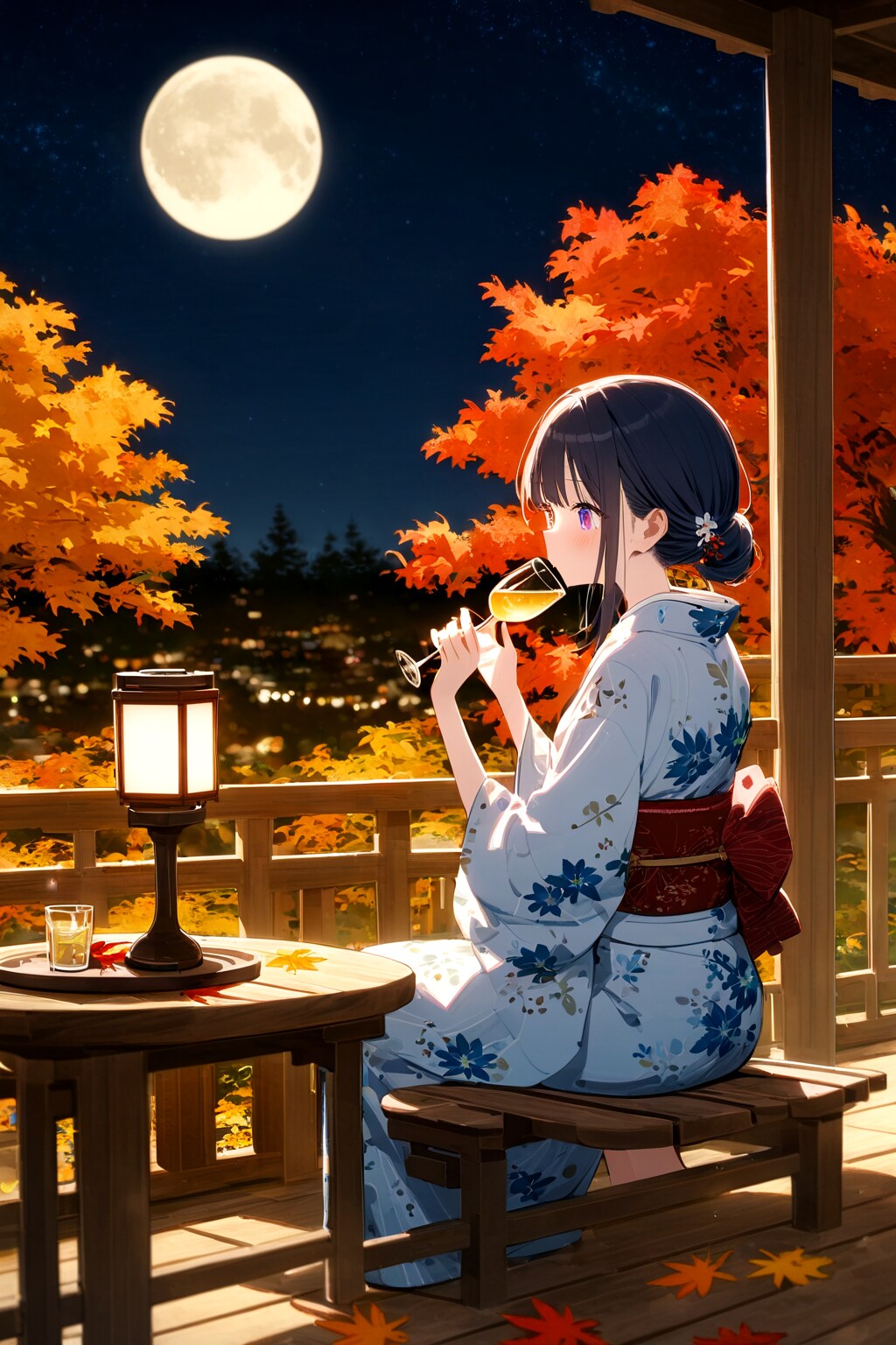 月見酒🌕はワイングラス🍷で | の人気AIイラスト・グラビア
