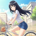 自転車に乗るサキちゃん 2枚目