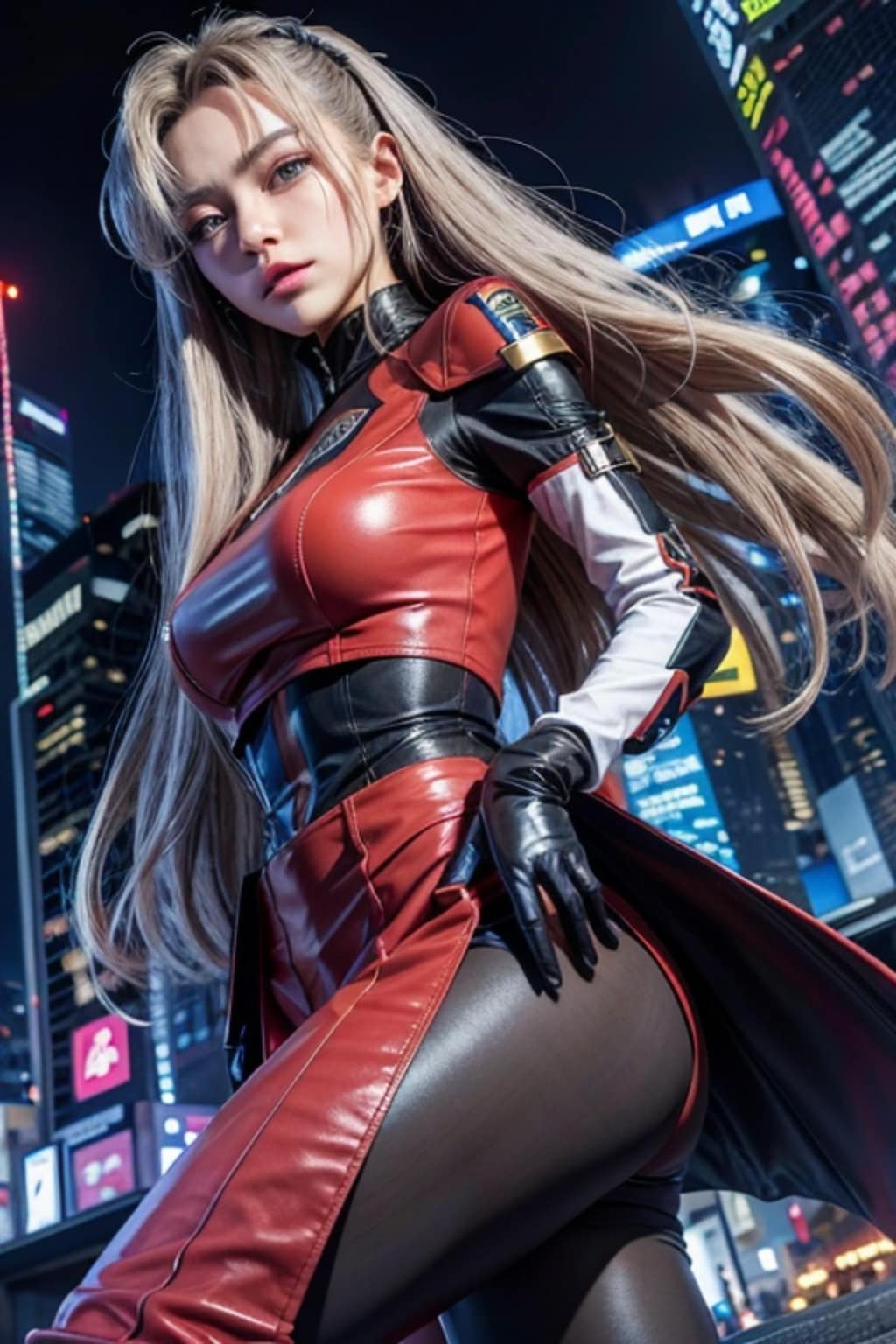 夜の街と銀髪の人