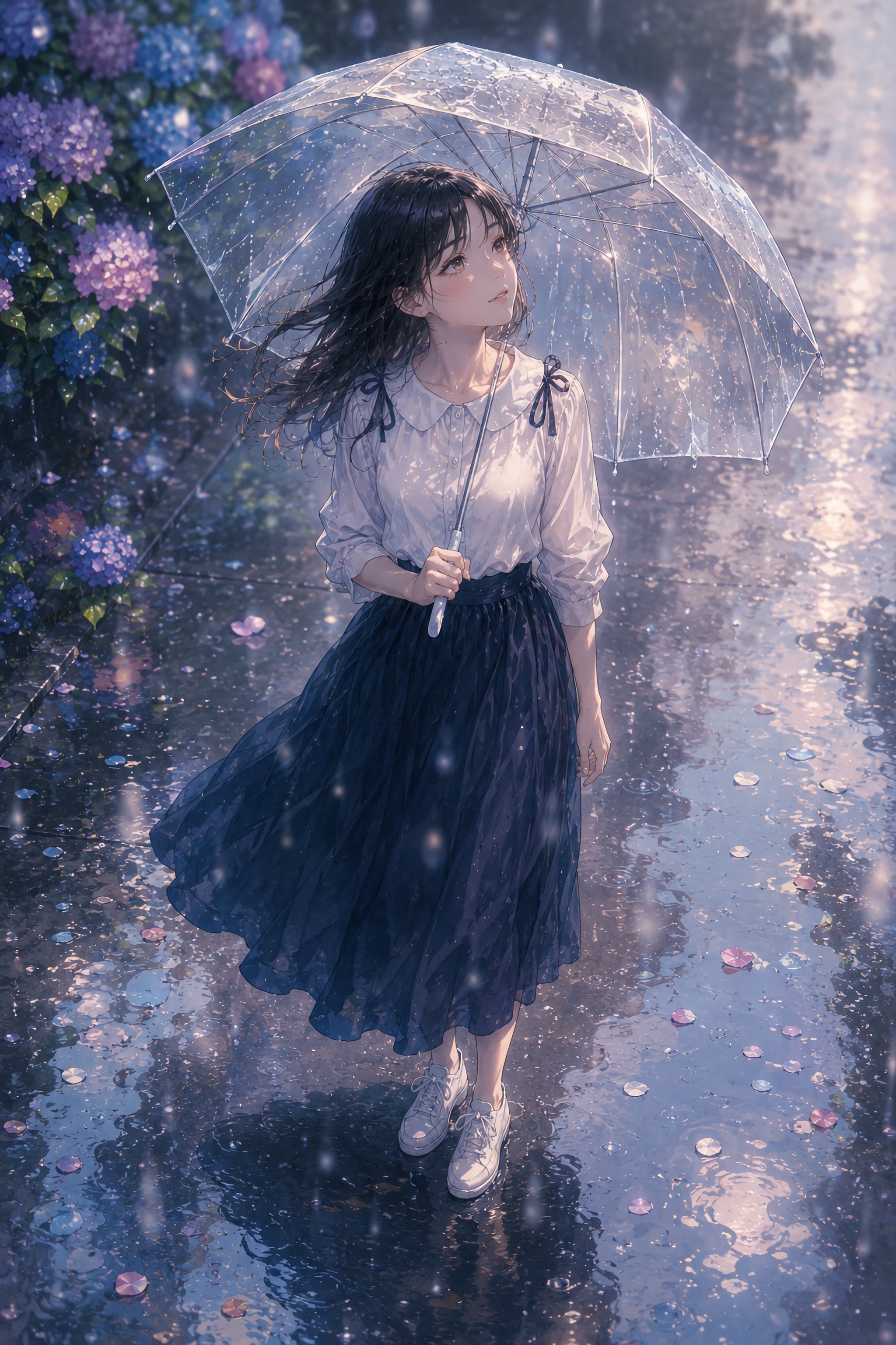 滲む藍の雨模様