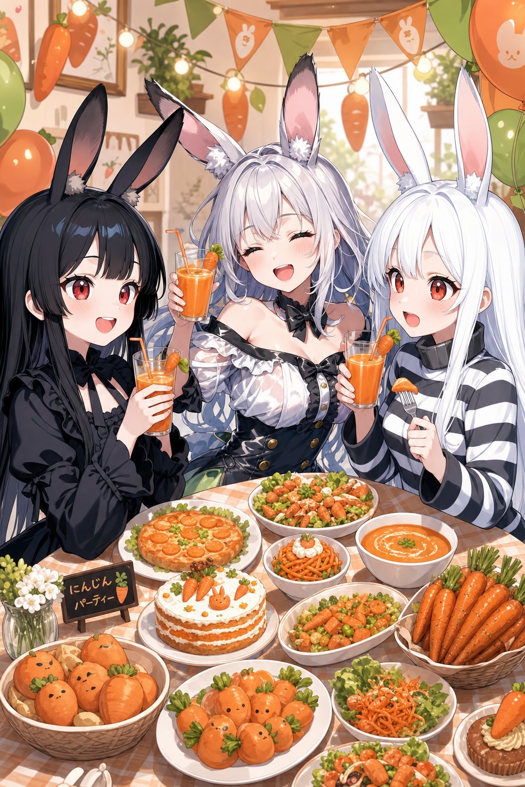 みんなでにんじんパーティーなのです🎊🐰🐰🐰🎶 | の人気AIイラスト・グラビア