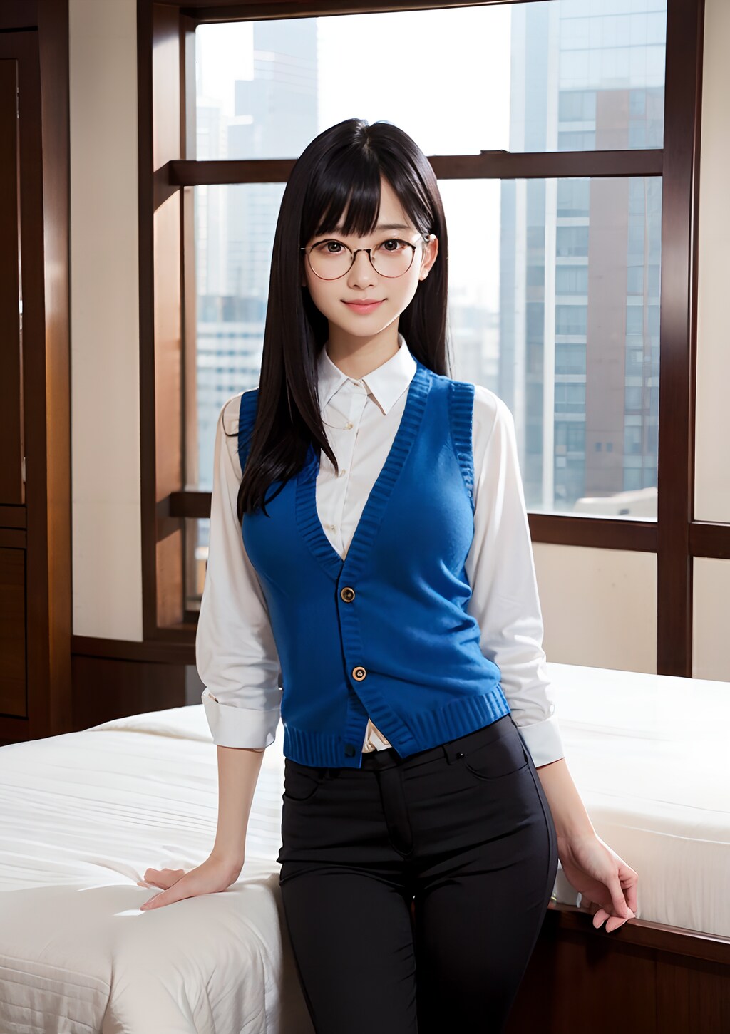 地味可愛い眼鏡女子のオフィスカジュアル