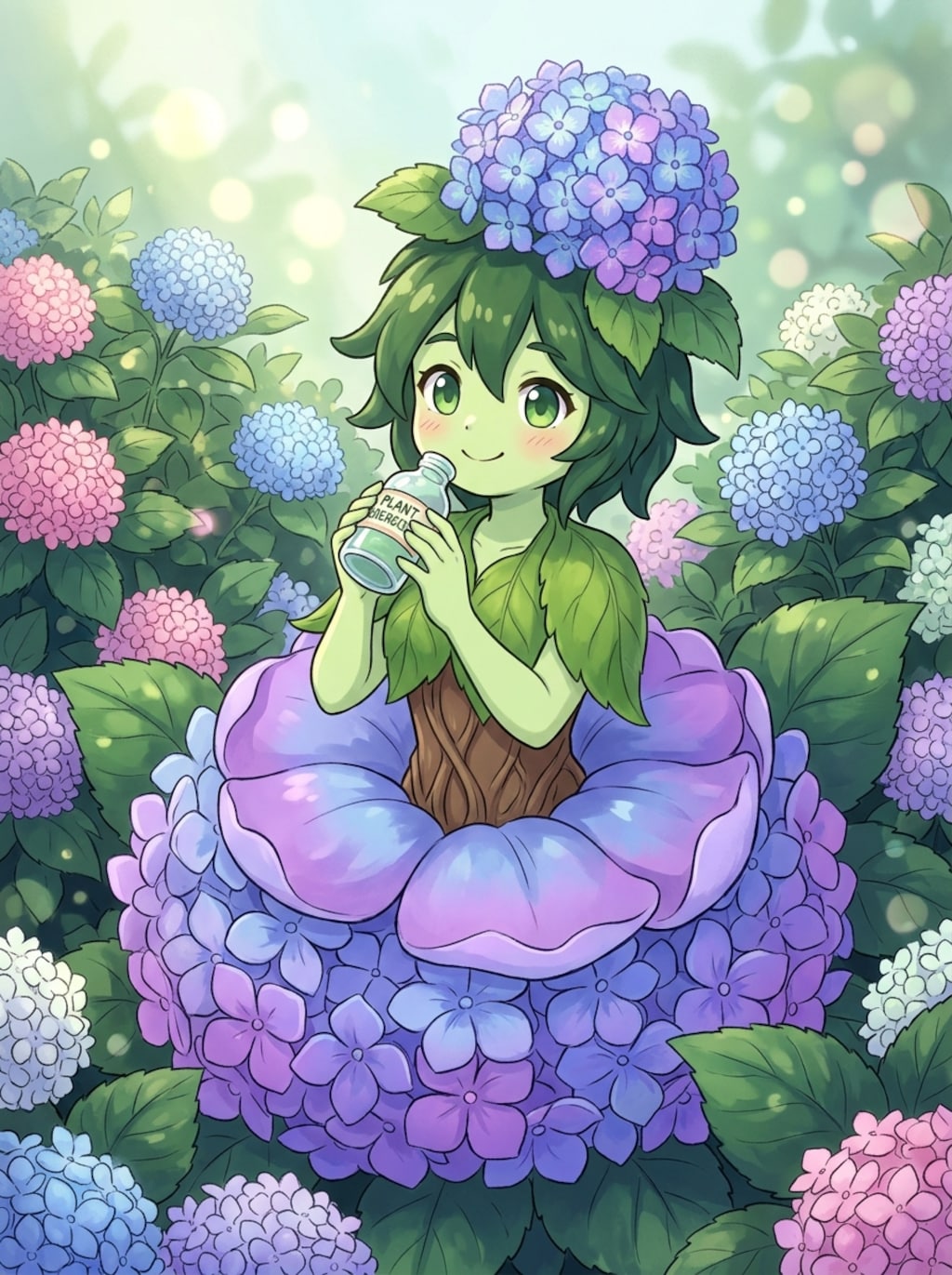 飲み物指定を直接活力剤にした紫陽花アルラウネちゃん絵