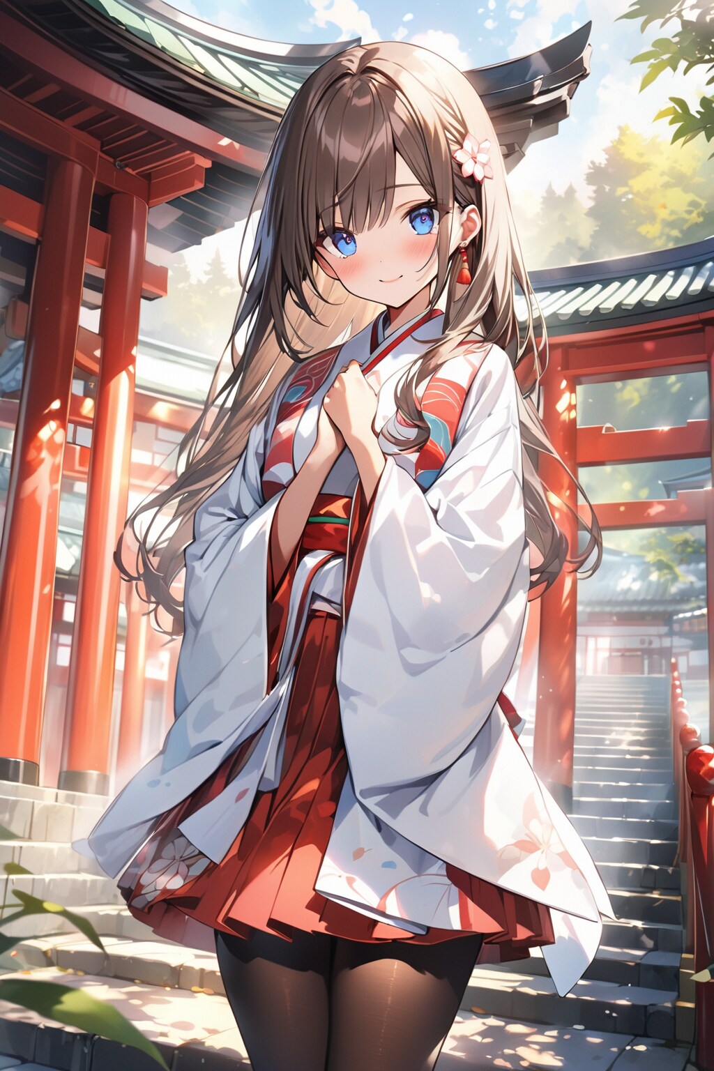 茶髪巫女３ | の人気AIイラスト・グラビア