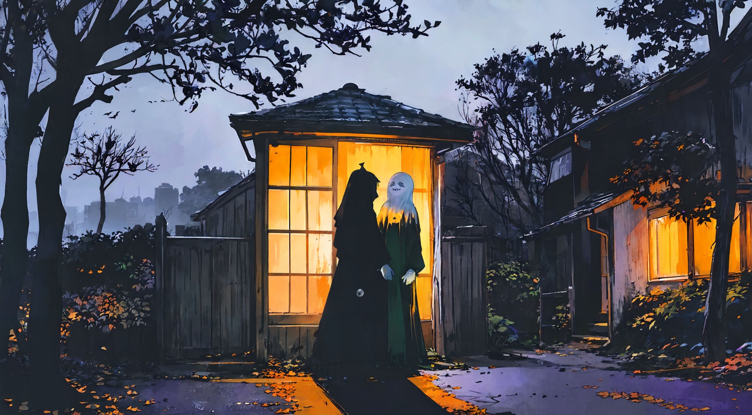 こんばんわ！ハロウィンの仮装ですか。本格的ですね。え、…本物、えっ、え… | の人気AIイラスト・グラビア