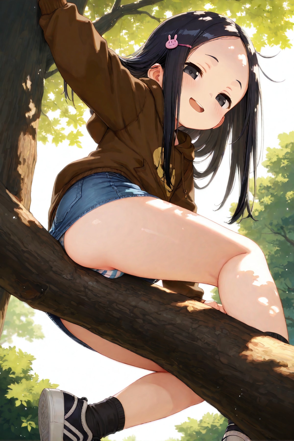 公園で木登りでだんだん