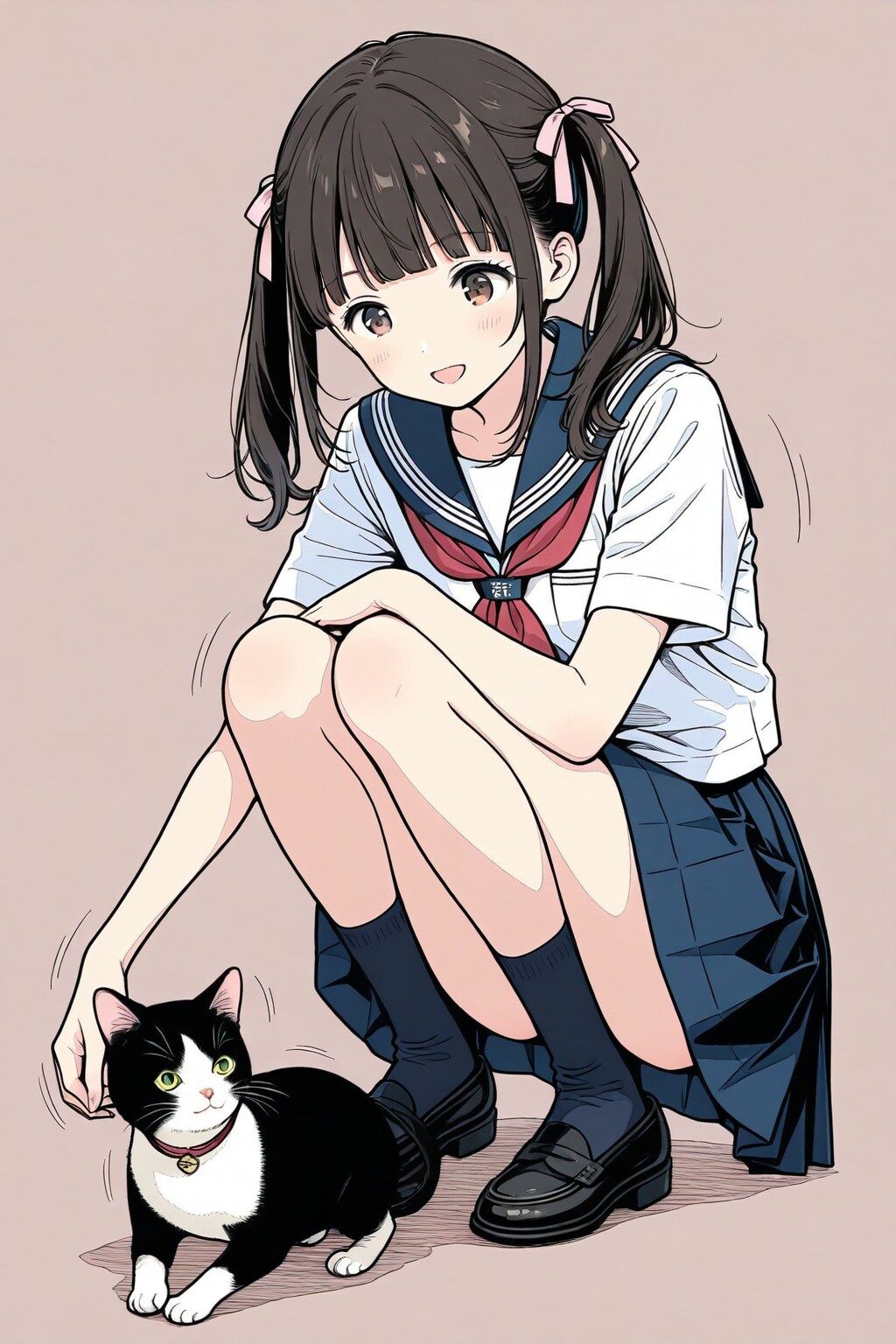猫🐈とツインテちゃん💞✨ | の人気AIイラスト・グラビア