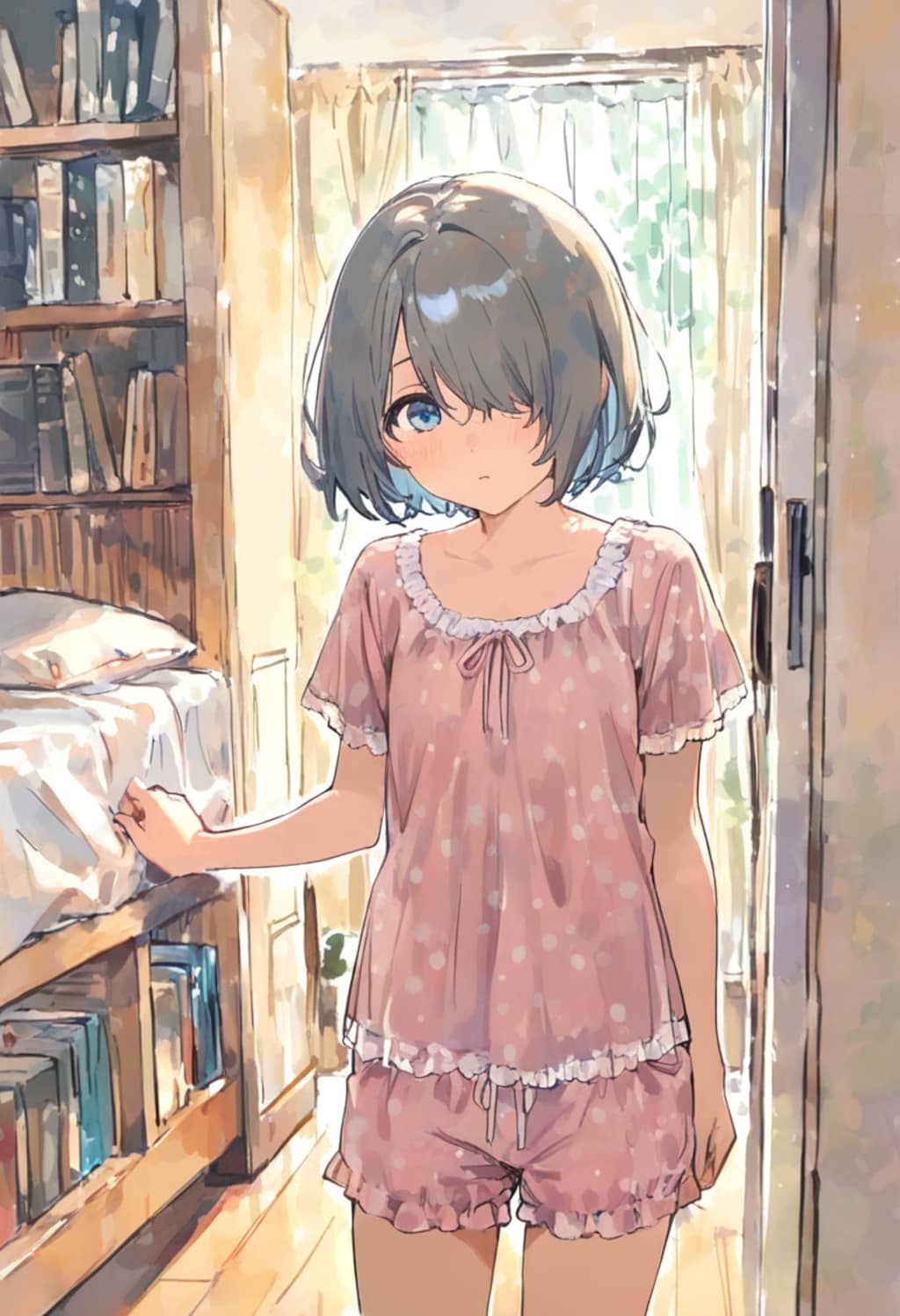 少女の部屋(水彩タッチ)