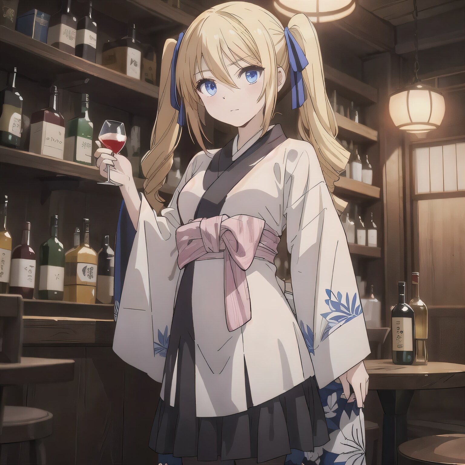 金髪ツインテで酒場の少女 | の人気AIイラスト・グラビア